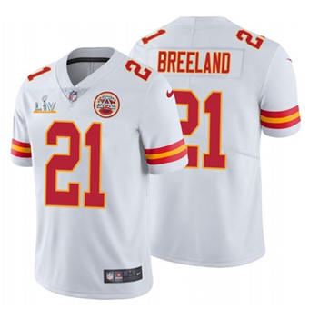 Super Bowl LV 2021 Men Kansas City Chiefs #21 Bashaud Breeland White Limited Jersey->kansas city chiefs->NFL Jersey